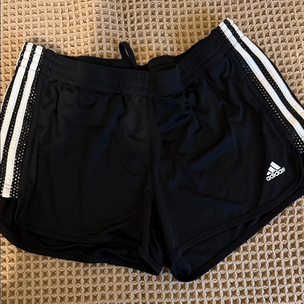 adidas Black Women's Athletic Shorts with White Side Stripes